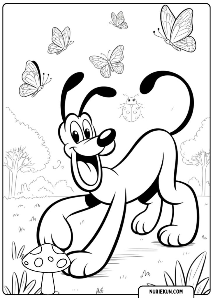 いたずらな子犬の塗り絵