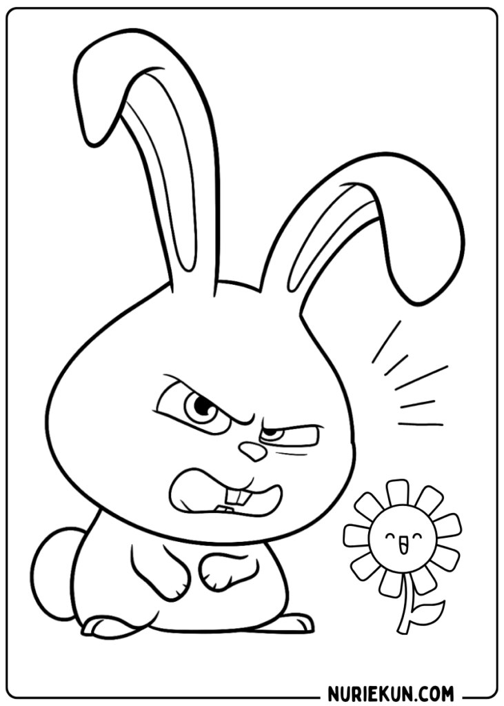 おこり顔 うさぎのぬりえ