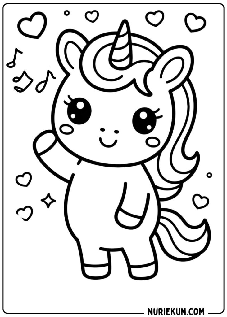 かわいいユニコーンのぬりえ