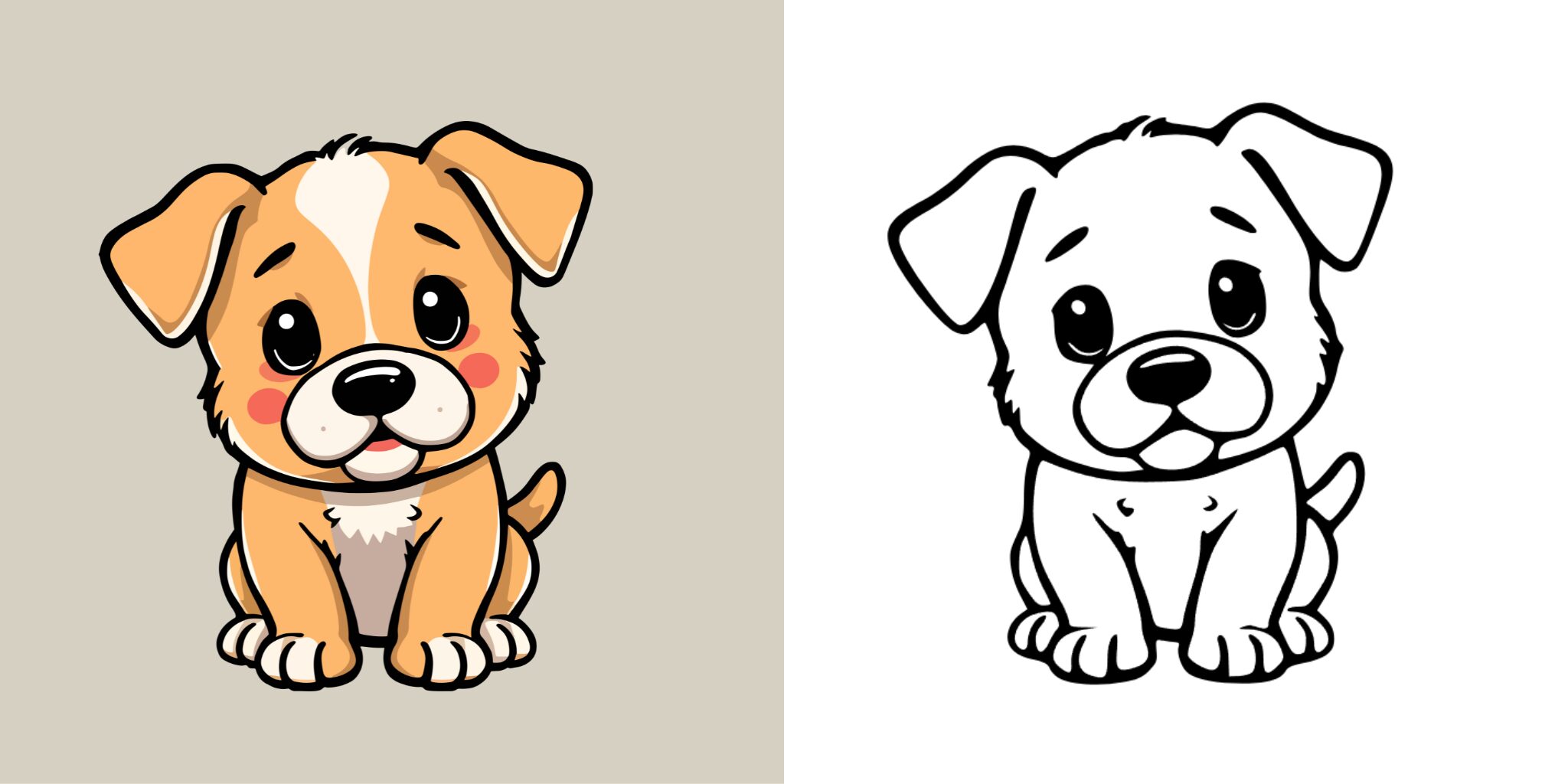 子犬の塗り絵