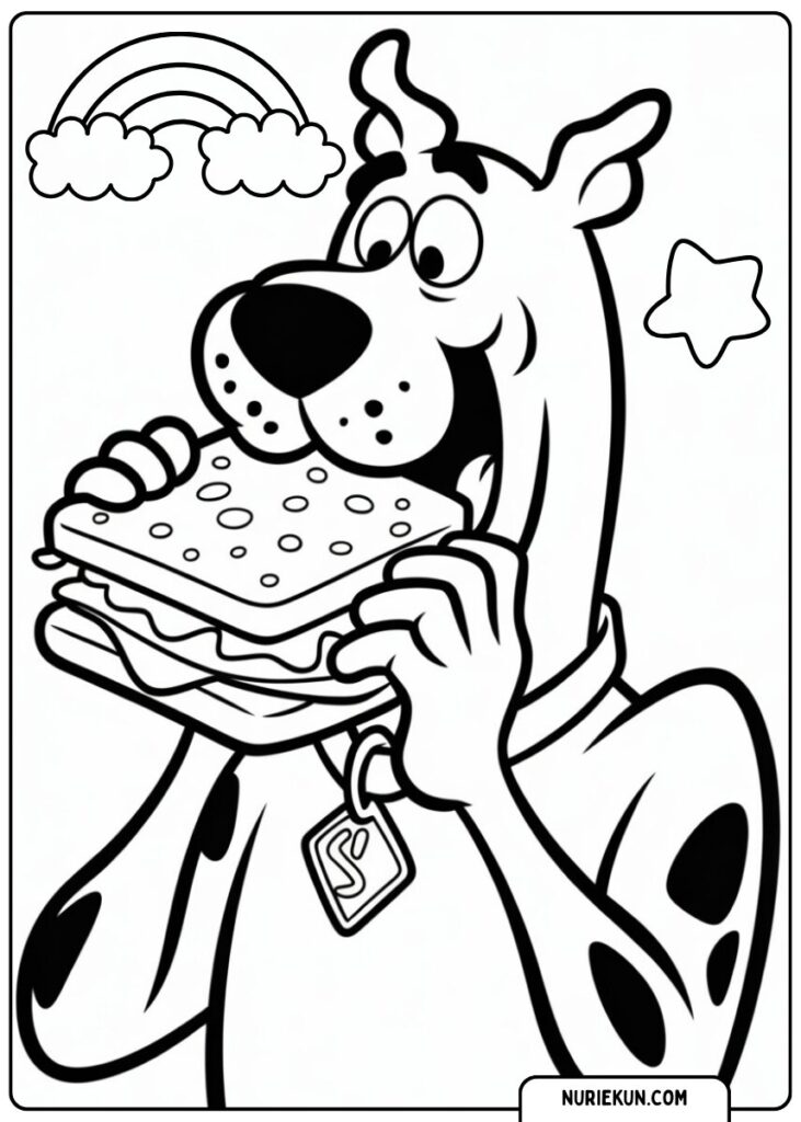 食事中の子犬の塗り絵