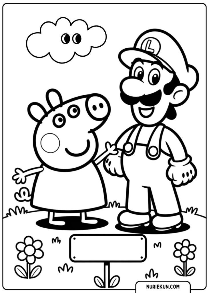 ペッパピッグ ぬりえ | マリオと一緒に登場