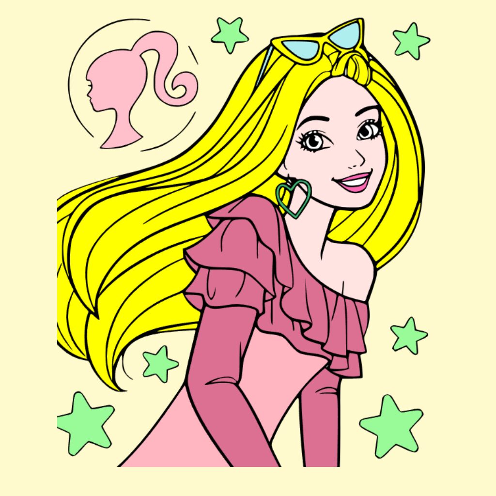バービー塗り絵