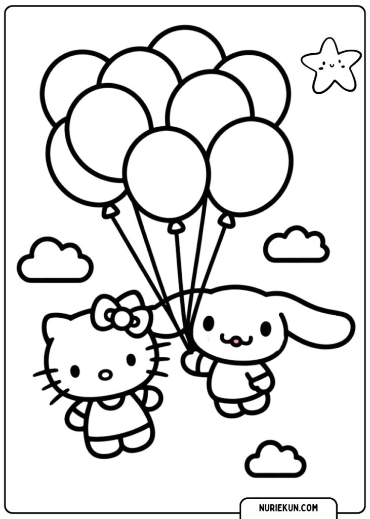 キティちゃん 塗り絵 無料｜かわいいハローキティのぬりえコレクション