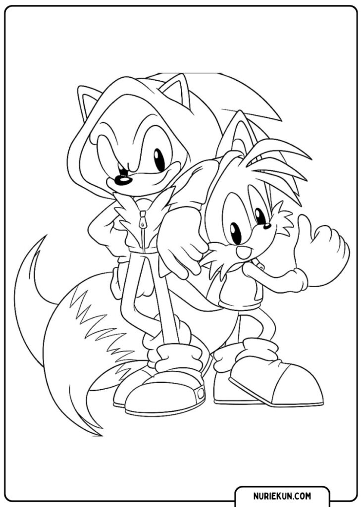 ソニックの塗り絵 テイルスと仲良しシーン