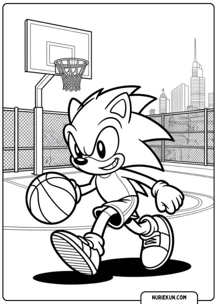 ソニックの塗り絵 バスケットボールに挑戦