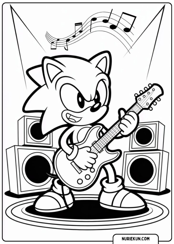 ソニックの塗り絵 ロックギターのライブシーン