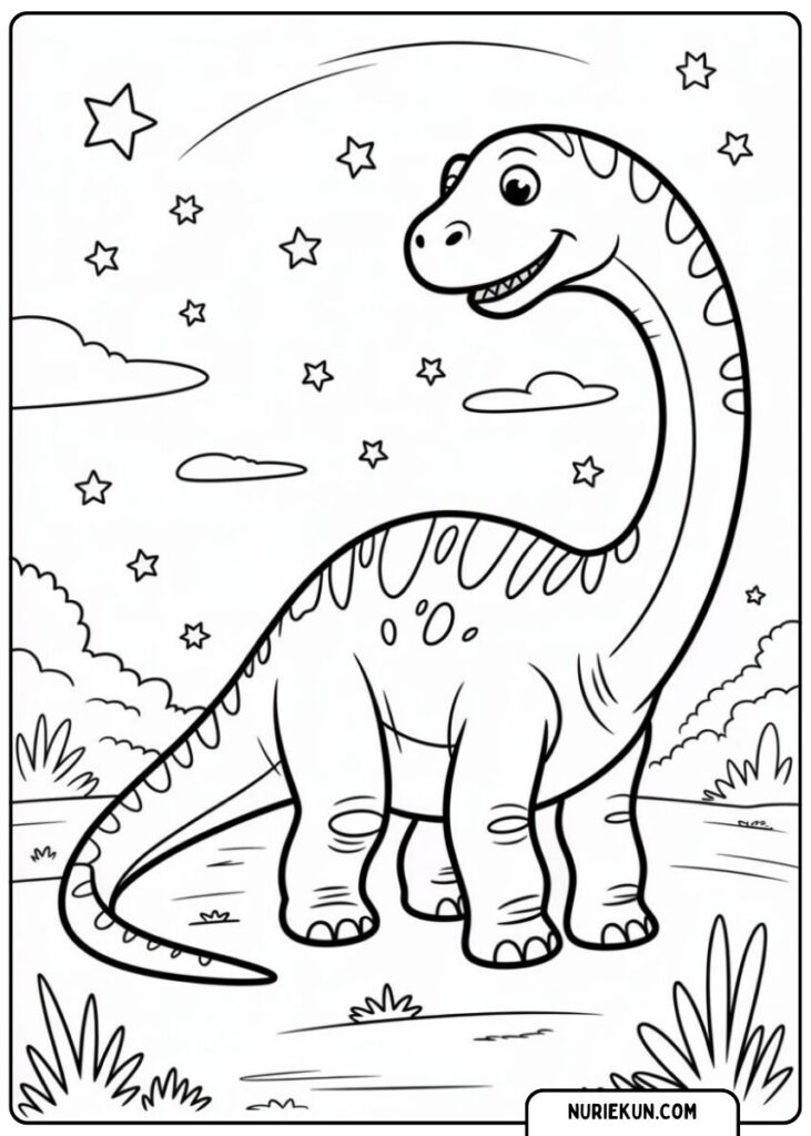 森の中の恐竜 塗り絵 子供向け