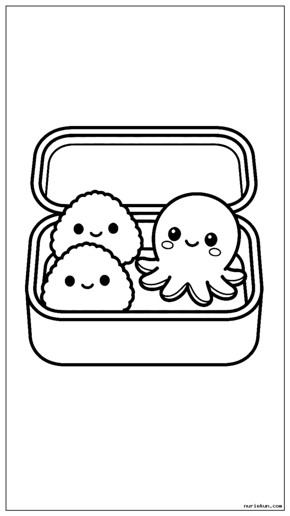 おにぎりとかわいいタコのソーセージが入ったかわいいお弁当