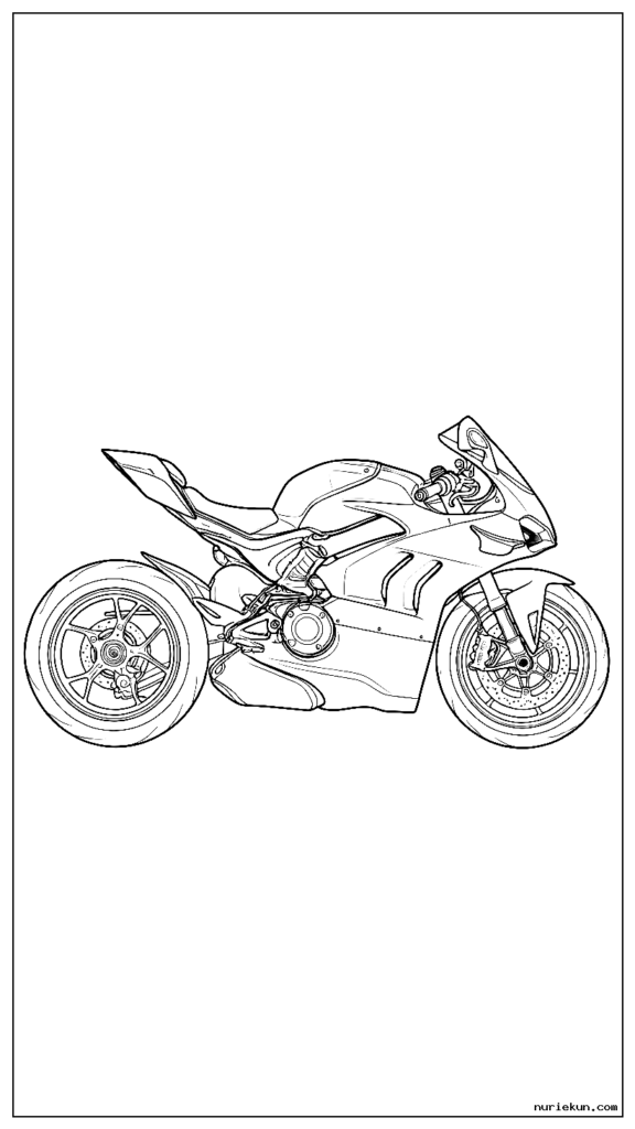 すべての機械コンポーネントが見える、側面図の詳細な Ducati Panigale V4 R レーシング バイク