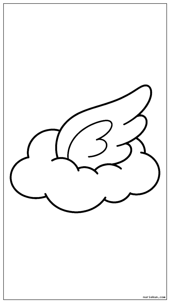 ふわふわの雲に包まれた、丸みを帯びたかわいい天使の羽