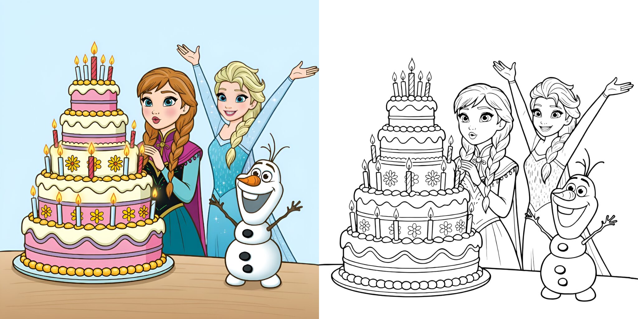 アナと雪の女王 塗り絵 お誕生日会 ft