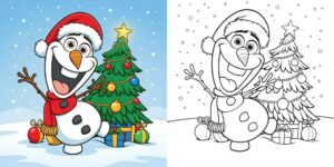 アナと雪の女王 塗り絵 クリスマス ft