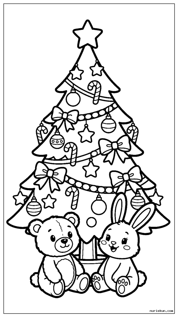 オーナメントやリボンで飾られた魅力的なクリスマスツリー