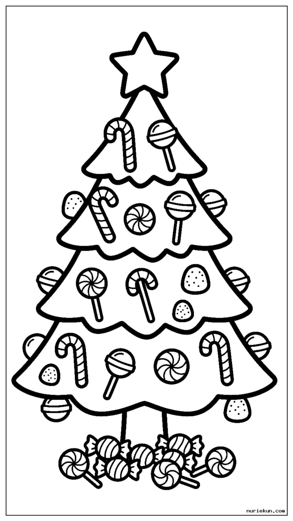 キャンディケインで飾られた遊び心のあるクリスマスツリー
