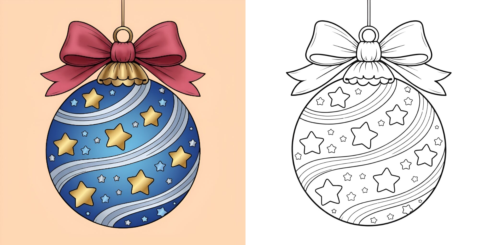 クリスマスツリー飾りの塗り絵 ft