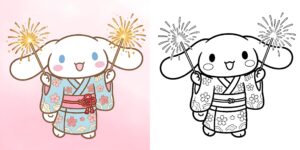 シナモン 塗り絵 お祝い ft