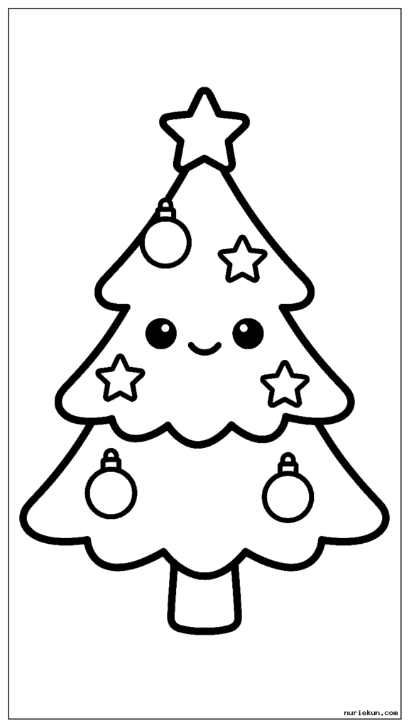 シンプルでかわいい笑顔のクリスマスツリー