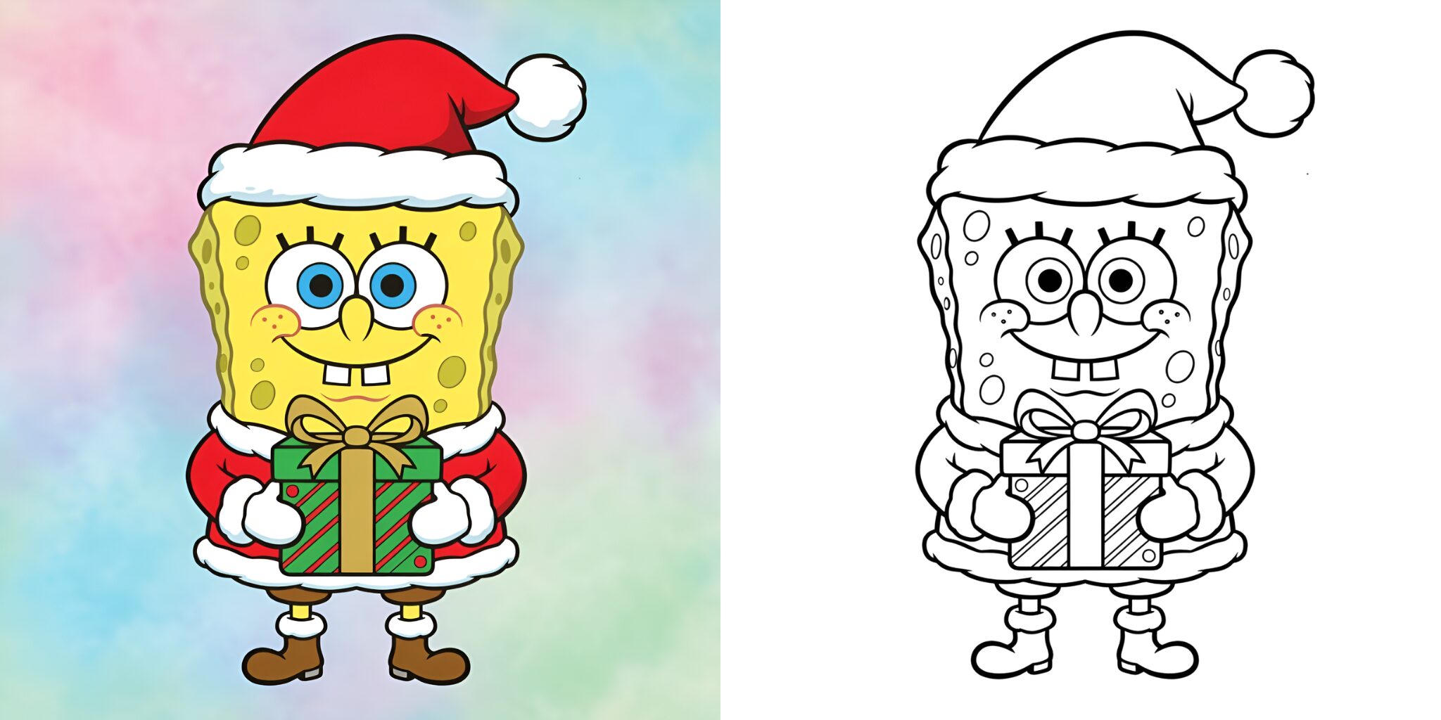 スポンジボブのクリスマスぬりえ ft