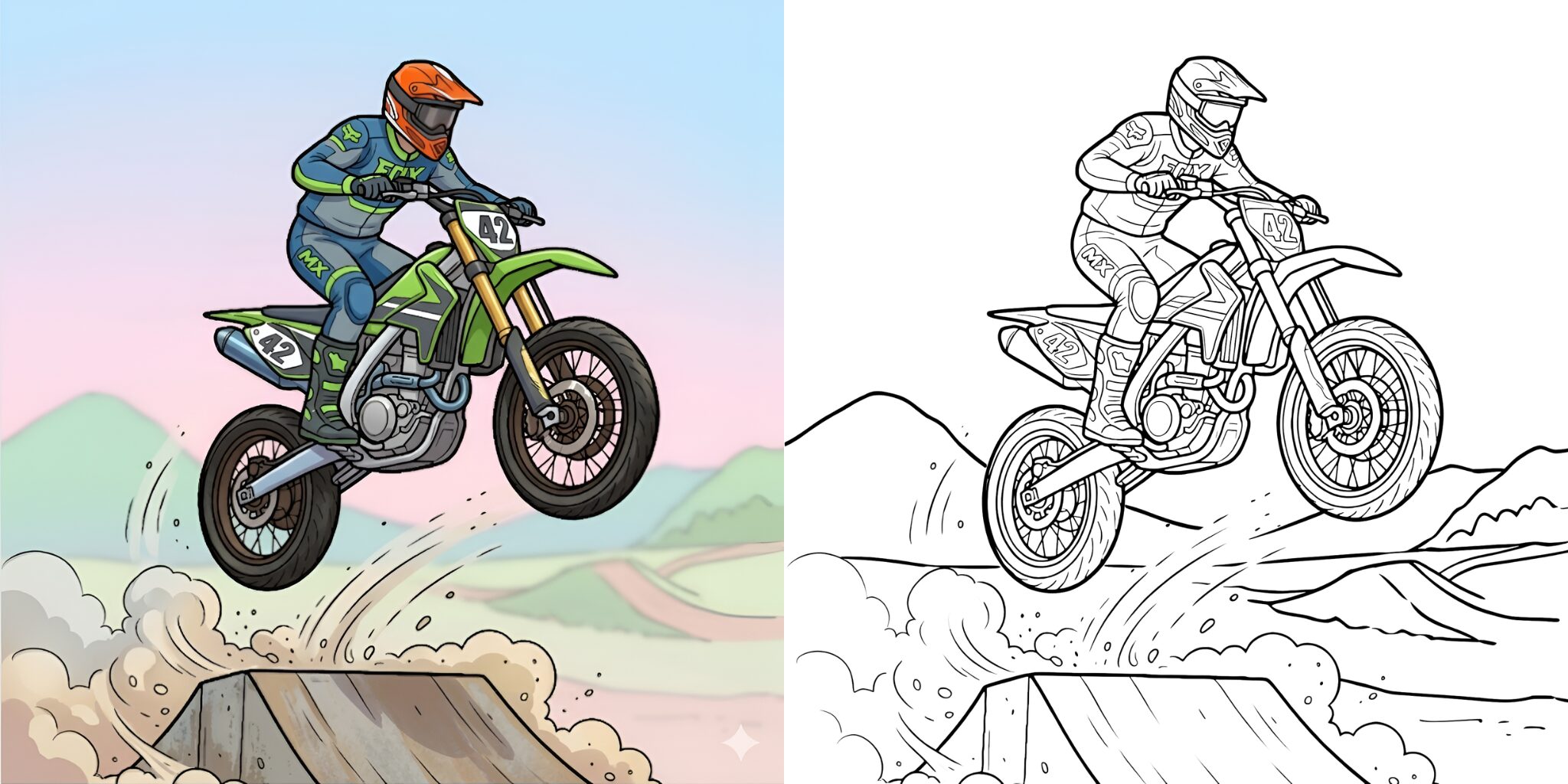 バイクのレース塗り絵 ft