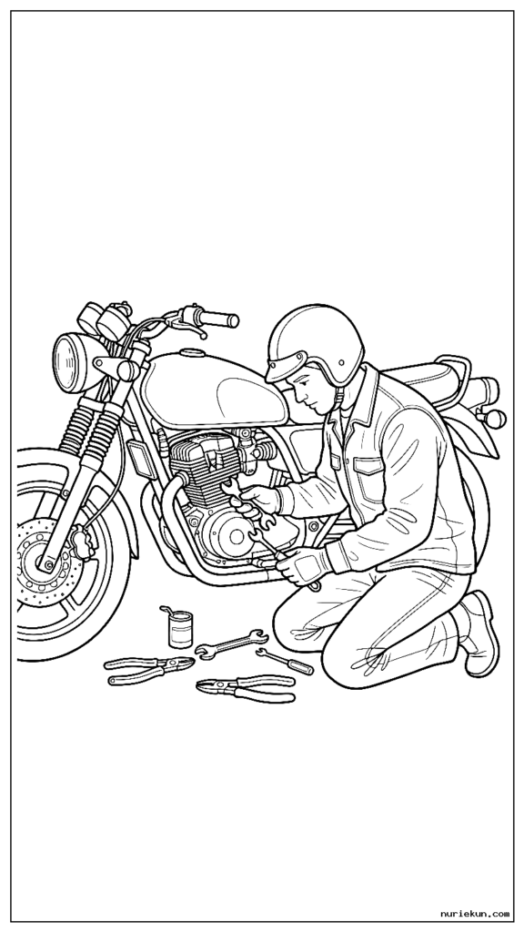 バイク乗りが丁寧にバイクを整備する