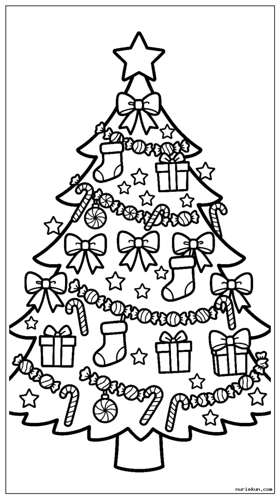 リボンで飾られたお祝いのクリスマスツリー