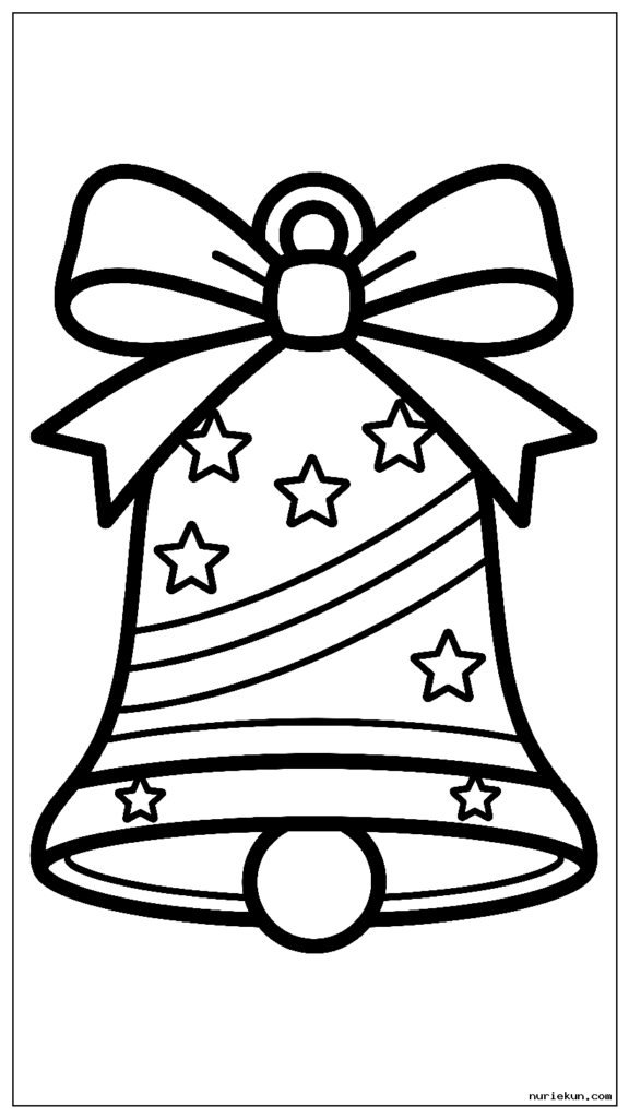 上部にリボンリボンが付いた大きくてエレガントなクリスマスベルのオーナメント
