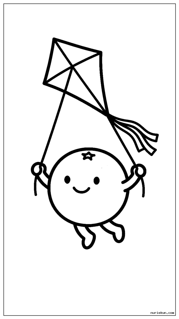 凧を揚げる基本的なオレンジ色のキャラクター