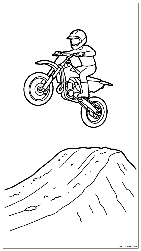 劇的なポーズで大きなダートジャンプを高く舞い上がるモトクロスバイク