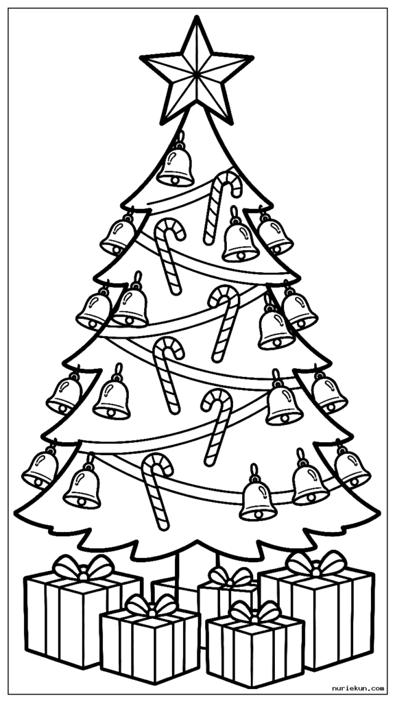 吊り下げキャンディケインで飾られたクリスマス ツリー