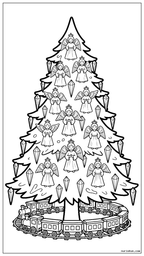 天使のオーナメントをあしらったクリスマスツリー