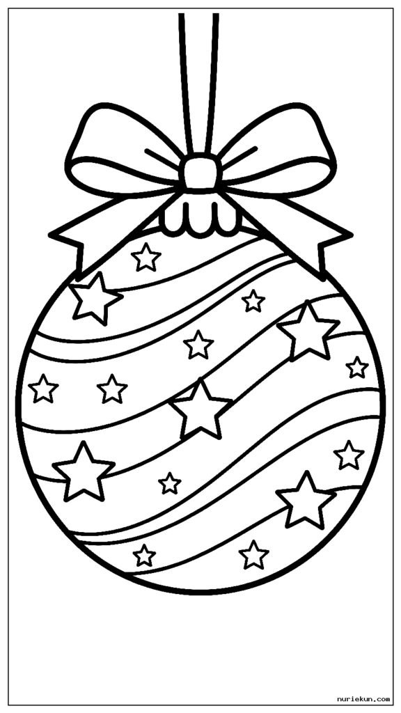 子供と大人のための美しいクリスマスオーナメントのぬりえページ