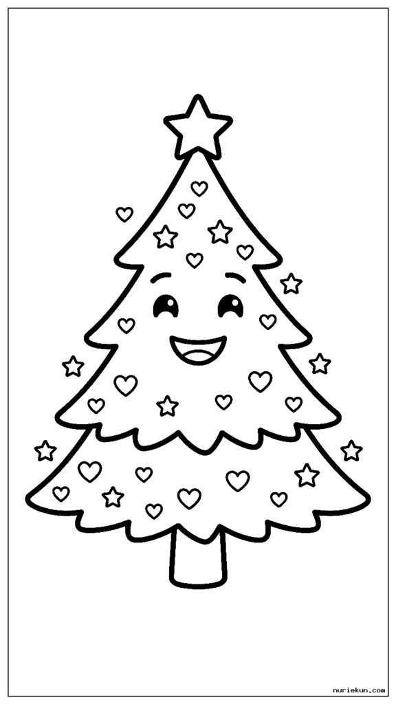 幸せな笑顔を浮かべたかわいいクリスマス ツリー