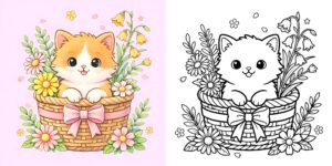 春の動植物 塗り絵 ft