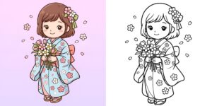 春の塗り絵 子供向け ft