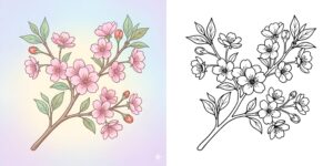 桜 塗り絵 ft
