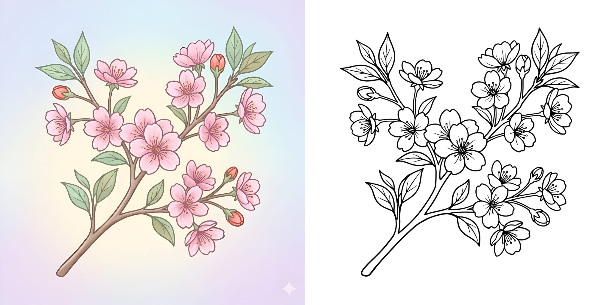 桜 塗り絵 ft