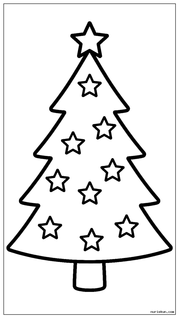 極太アウトラインとシンプルな星飾りで初心者に優しいクリスマスツリー