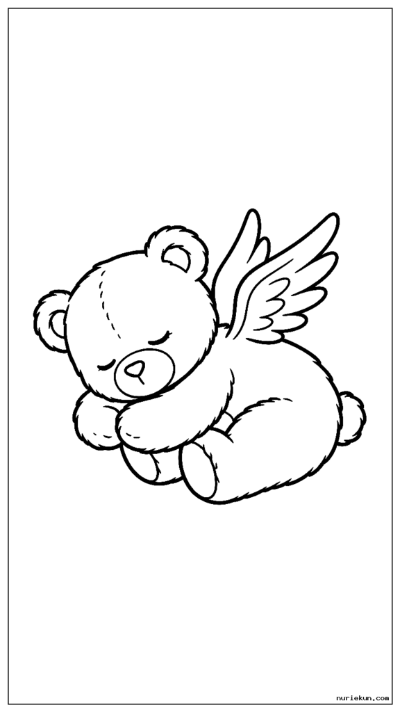 眠っている赤ちゃんテディベアに取り付けられたかわいい小さな天使の羽