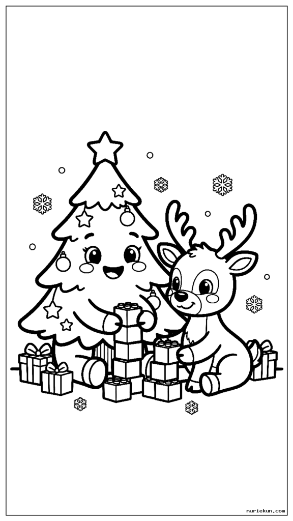 笑顔のかわいい漫画のクリスマス ツリー