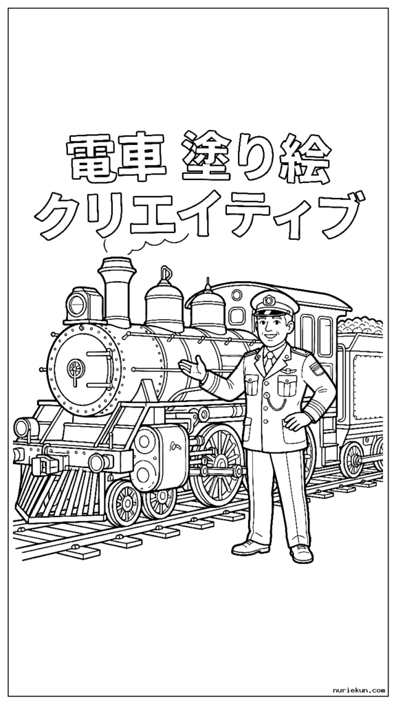 精巧な電車のエンジンの隣に誇らしげに立つ電車の車掌