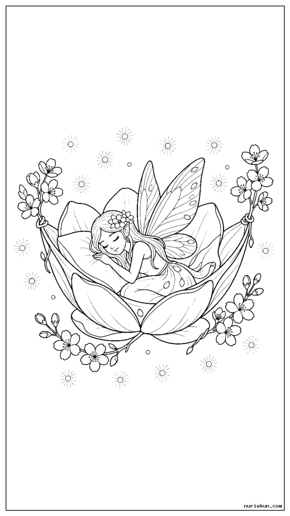 花つぼみハンモックで眠る桜の妖精