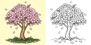 花や植物の 簡単 塗り絵 ft