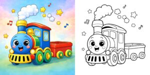 電車 塗り絵 幼児向け ft
