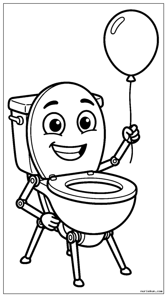 風船を持って微笑むスキビディのトイレのキャラクター